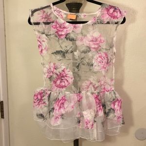 NWOT Sheer Floral Blouse